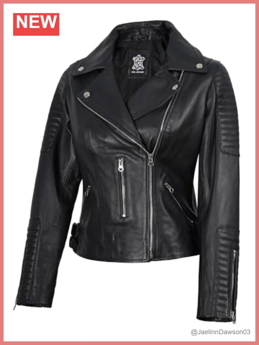 Real Lambskin Leather Jacket Asymmetrical Motorcycle Womens